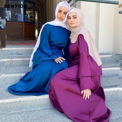 China High Quality Solid Color Abaya Islamic Clothing Women Long Sleeve Muslim Dress Set Traditional Muslim Clothing for sale