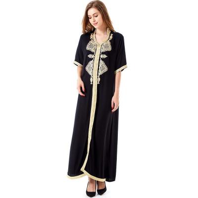 China Long Sleeve Muslim Dress Muslim Long Dress Embroidered Long Dress Arab Middle East Women Short Sleeve Dress Muslim Clothing for sale