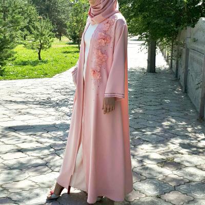 China Elegant Designer Turkish Muslim Diamond Dress Summer Muslim Fashion Long Sleeve Robe Islamic Clothing for sale