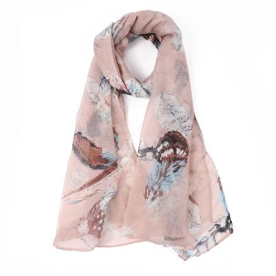 China Simple Spring and Autumn Bali Gauze Scarf Female Feathers and Malaysia Thin Silk Main Shawl Muslim Yarn Scarf for sale