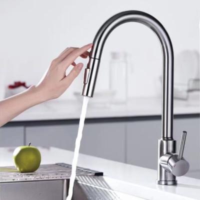 China Faucets Logo Modern Automatic Pull Out Custom Made Sense 304 Kitchen Mixer Tap Sink Faucet Mixer Taps for sale