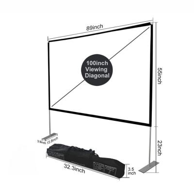 China Electric Projector Screen with Stand Indoor Outdoor Projection Screen for Home Theater Quick-Folding Projector Screen with Stand Legs for sale