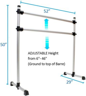 China Aluminum Alloy 4feet Ballet Barre Portable Double Freestanding Ballet Barre Aluminum Barre for sale