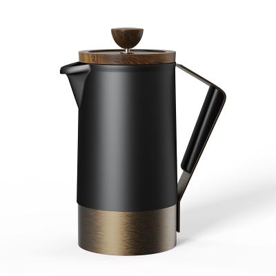 China WITH LID DHPO new design luxury metal bottom french coffee maker with stainless stainless filter plunger ceramic coffee french press pot for sale