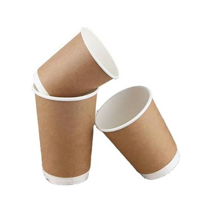 China Biodegradable Hot Wall Kraft Paper Double Wall Coffee Cups Logo Customization Eco Friendly Disposable Paper Cups For Hot Drinks for sale