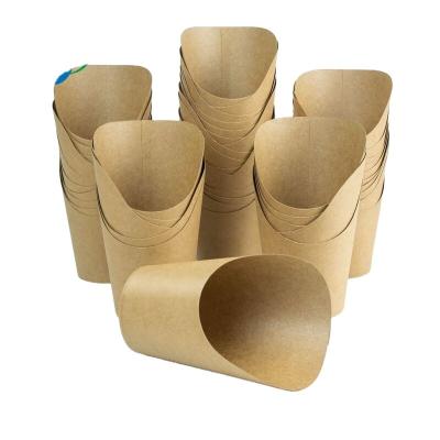 China Recyclable Custom Brown Kraft Paper French Fries Holder Logo Paper Cup Disposable Snack Grade Cup for sale