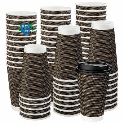 China Ripple Wall Cup Logo Custom Logo Biodegradable Printed Disposable Paper Coffee Cups for sale