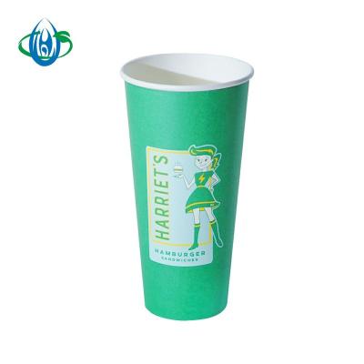 China High Quality Disposable Biodegradable Logo Printed Double PE Coffee Cold Drinks Customized Paper Cup With Lids for sale