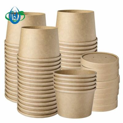 China 8 12 16 24 Recyclable Disposable 32oz Paper Wrapping Cup Soup Noodle Bowl Ice Cream Containers With PP Paper Lids for sale