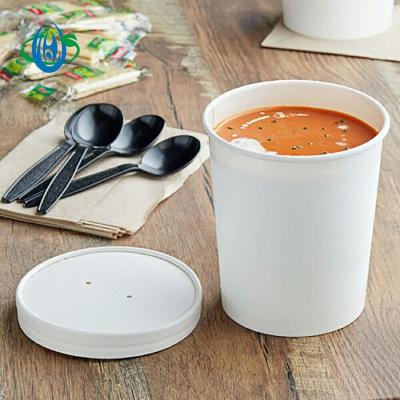 China Eco Friendly Biodegradable Hot Pot Container Biodegradable Wrapping Paper White Paper Fast Food Bowl Ice Cream Cup With Paper Lids for sale