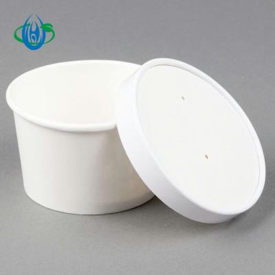 China Eco Friendly Biodegradable Container Food Wrapping Paper Fast Food Bowl Soup Bowl Container with Paper Lid for sale