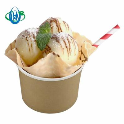 China Brown Kraft Paper Soup Bowl Food Container Disposable Biodegradable Waterproof Ice Cream Cup With Paper Lid for sale