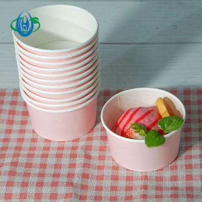 China Biodegradable Disposable Ice Cream Tub Yogurt Bowl Disposable Paper Cup Ice Cream Cups With Lids for sale