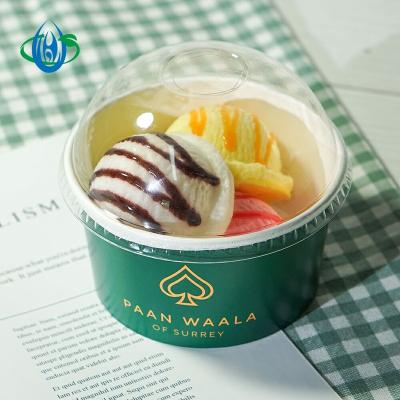 China Recyclable Paper Ice Cream Cup With Lid Disposable Disposable Custom Logo for sale