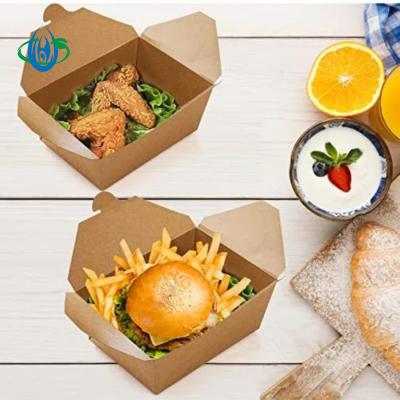 China Recyclable Food Boxes Disposable Paper Packaging Food Take Away Lunch Packing Boxes Custom Logo for sale