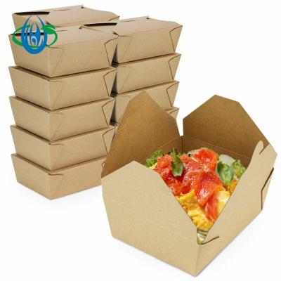 China Biodegradable Custom Logo Disposable Food Container Food Bowl Packaging Paper Disposable Box For Food With Window Packing for sale