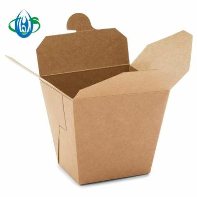 China Biodegradable Custom Biodegradable Kraft Lunch Container Togo Food Takeaway Box Take Away Fast Food Paper Container Kraft Noodle Box for sale