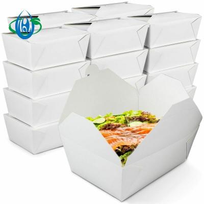 China Biodegradable Customized Packaging Boxes Disposable Biodegradable Deli Packaging Paper Box White Salad Food Containers for sale