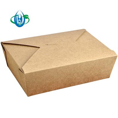 China Custom Biodegradable Food Paper Containers Food Container Disposable Kraft Brown Paper Take Out Boxes for sale