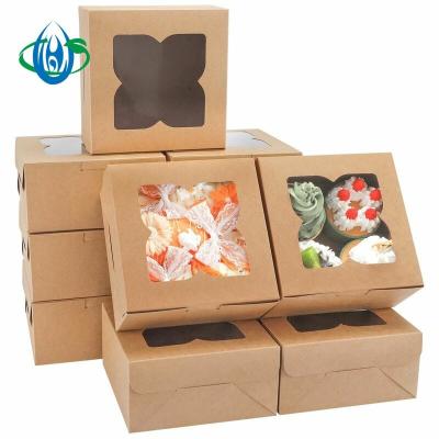 China Biodegradable Custom Size Design Biscuit Box Custom Size Puff Bakery Baking Packaging Box With Window for sale