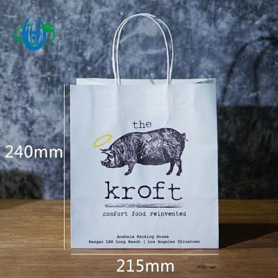 China Custom Logo Recyclable Cheap Disposable Biodegradable Kraft Paper Bag With Handle for sale