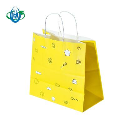 China Recyclable Custom Logo Printed Disposable Brown Kraft Paper Bag Food Take Out Gift Shopping Paper Bags With Handle for sale