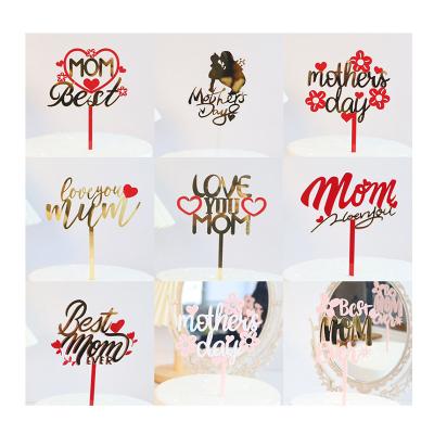 China High Quality Double Side Acrylic Cake Topper 2023 Mother's Day Party Festival Decoration For Festival And Party Supplies Happy Mothers Day Cake Topper for sale