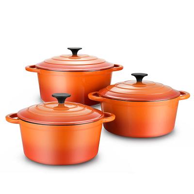 China Best viable selling camping set large size barbecue antique promotion listing 5pcs enamel 5 piece cookware cast iron skillet for sale