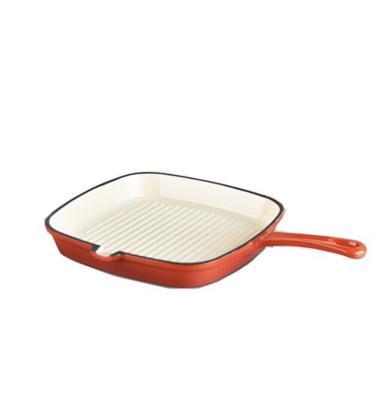 China YSC New Design Frying Pan Cookware Style Viable Non-Stick Square Cast Iron Frying Pan Enamel Coating for sale