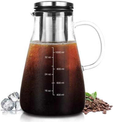 China WITH LID Wholesale Iced Coffee Maker Cold Brew Coffee Maker Glass Jar With Filter for sale