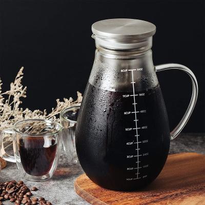 China LID 2000ml borosilicate cold brew coffee maker being iced coffee maker glass tea pitcher for home for sale