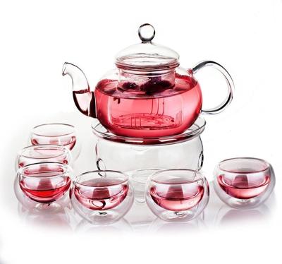 China Contemporary Top Selling Wholesale 600ml Glass Teapot Double Wall Large Portable Glass Teapot for sale