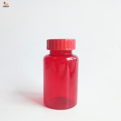 China Red Round 250ml PET Health Care Food Product Wide Mouth Plastic Bottle for sale