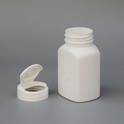 China Pharmaceutical Medicine PET Vitamin Plastic Square Pill Bottle With Flip Top Lid for sale