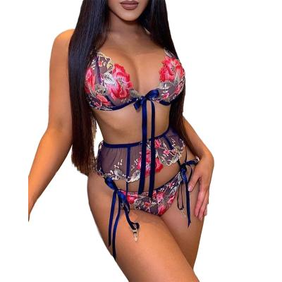 China Women's Lace Embroidery Lace Push Up Bra Push Up Sexy Transparent Backless Sexy Lingerie for sale