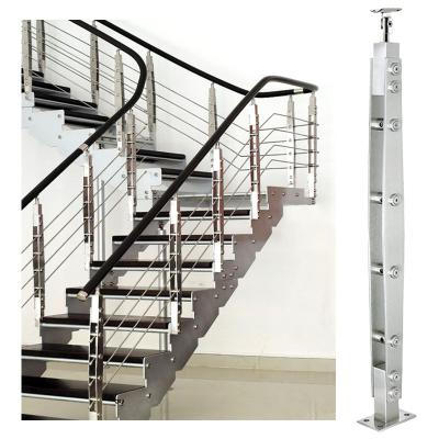 China Modern Modern Indoor Metal Wire Railing Outside Balcony Stair Railing Stainless Steel Column And Pillar for sale