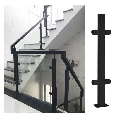 China Square Pipe Black Curved Balcony Railing Modern Luxury Outdoor Metal, European Semi Glass Steel Fence Balcony for sale