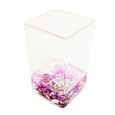 China Contemporary Acrylic Square Shape Tumbler Holder 240ml Water Cup Purple Dry Flowers Hotel Bathroom Accessories Practical Non-spacing for sale