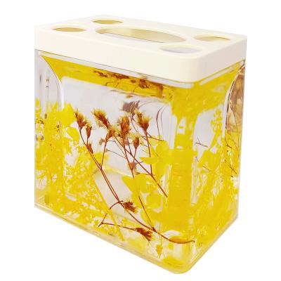 China Viable Hot Selling Acrylic Storage Box Bathroom Accessories Dried Flower Toothbrush Toothpaste Holder for sale