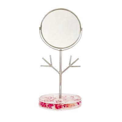 China K/D metal rack & Modern Jewelry Tree Metal Acrylic Tray Earring Bracelet Display Mirror Disc Holder for Makeup for sale