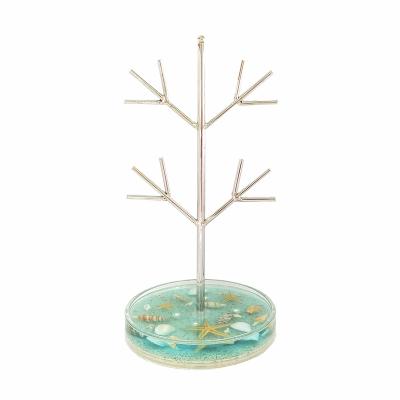 China K/D metal rack & Acrylic Shells Tray Ring Holder Jewelry Display Stand Tree Acrylic Low Stand Metal Jewelry Composite Material for sale