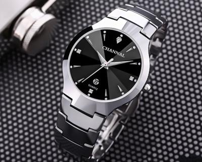 China Auto Date Hot Selling Fashion Mens Watch Custom Logo OEM Watches Tungsten Steel Watch for sale