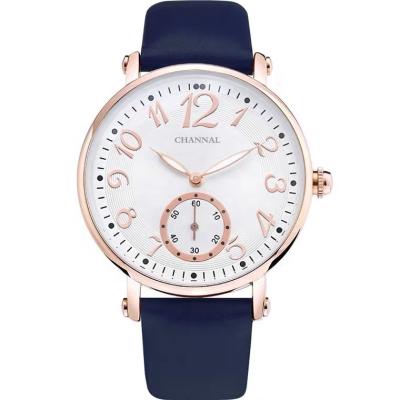 China OEM fashion automatic date women watch factory price luxury ladies quartz leather band wristwatch genuine leather watch for sale