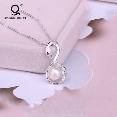 China New Design Women Christmas Gift Jewelry 925 Sterling Silver Fantasy Swan Inlaid Zircon Pendant Necklace Silver Bead Charm for sale