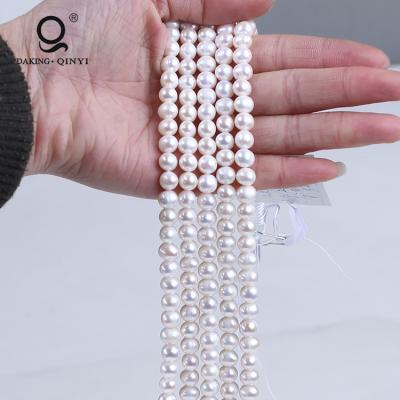 China White Potato Natural Freshwater Freshwater Daking Pearl Beads 7-8mm B Shape Freshwater Daking Pearl Beads Strand for sale