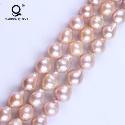 China Freshwater Pearl Best Selling Natural Pink Freshwater Baroque Pearl String Strands for sale