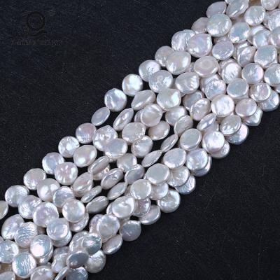 China Wholesale White Color Freshwater Pearl Size 12-14mm Freshwater Coin Pearl for sale