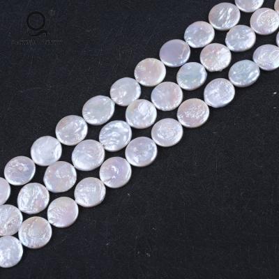 China Making Fashion Jewelry Wholesale Big Size 20mm Natural White Freshwater Coin Shape Loose Pearl For Sale for sale