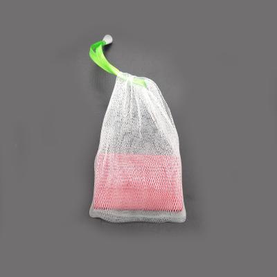 China Household Eco-friendly Wholesale PE Scrub Net Bag With Ribbon Mesh Colorful Silk Toilet Soap Saver for sale