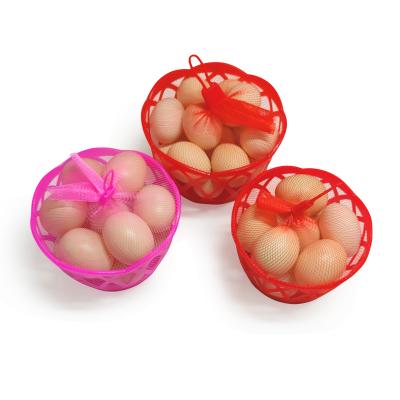 China Agriculture Packing Plastic Egg Circle PP Basket (14#) With Plastic Mesh Bag/Net Bag L34cm With Big Clips for sale